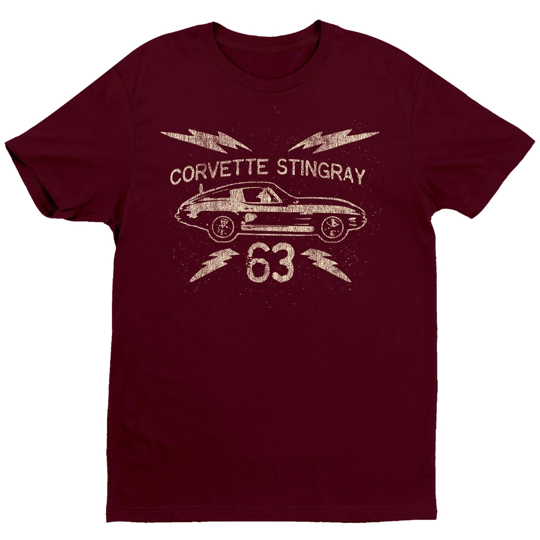 "Corvette 63 Lightning Bolts" T-Shirt G-GM-303-TEE-MAR 3 "Corvette 63 Lightning Bolts" T-Shirt G-GM-303-TEE-MAR