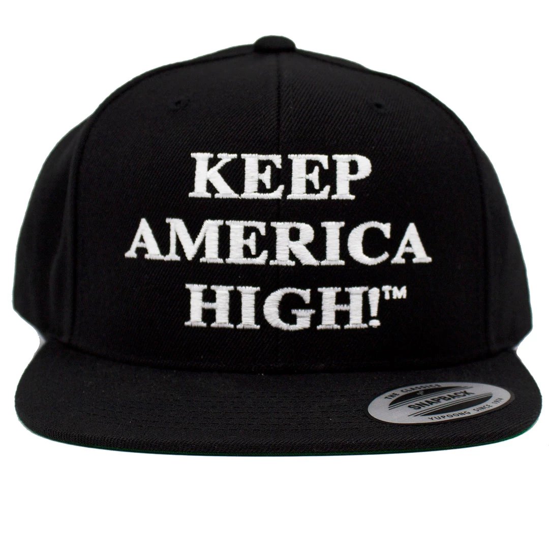 "Keep America High" 6 Panel Flat Bill Black Hat KAHHG009 3 "Keep America High" 6 Panel Flat Bill Black Hat KAHHG009