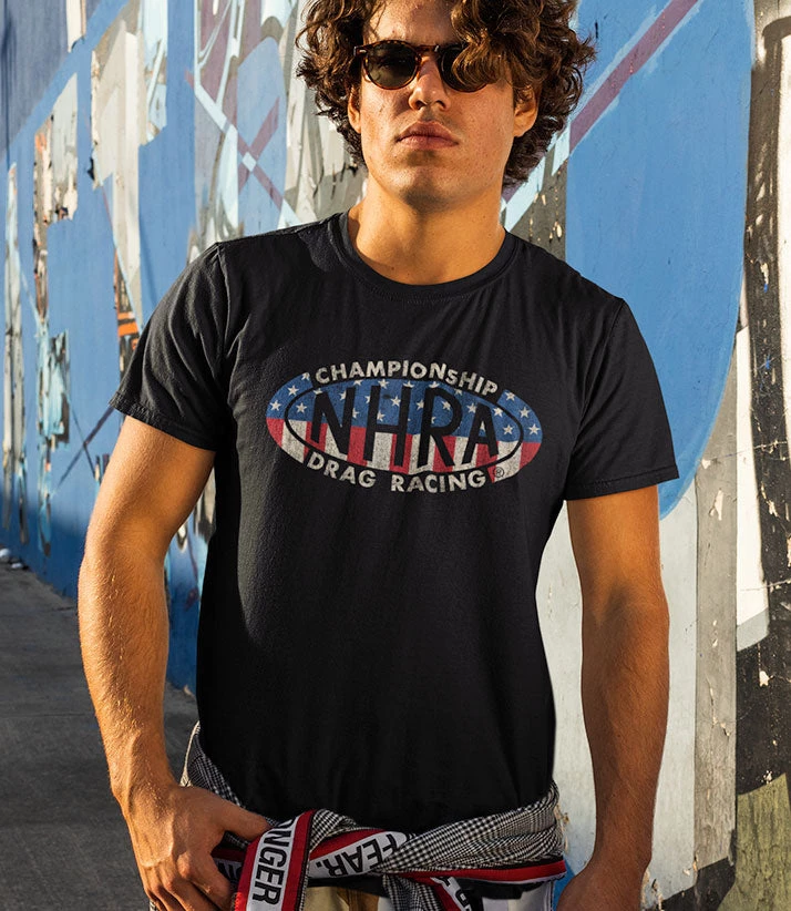Get Down Art NHRA Oval Logo USA Flag Distressed T-Shirt 507 Black 4 Get Down Art NHRA Oval Logo USA Flag Distressed T-Shirt 507 Black