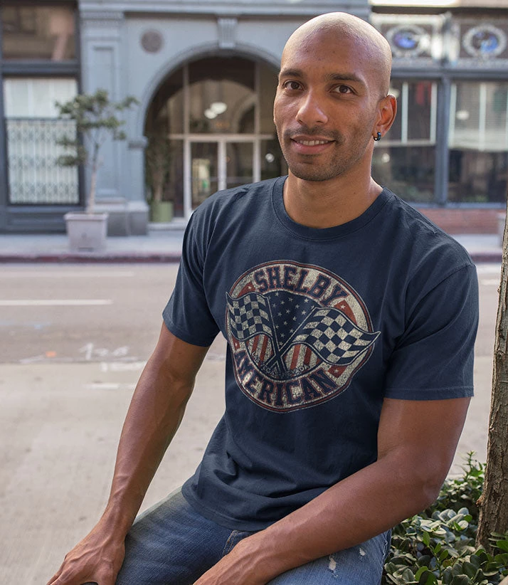 Get Down Art SHELBY American Crossed Flags T-Shirt 728 Navy 4 Get Down Art SHELBY American Crossed Flags T-Shirt 728 Navy